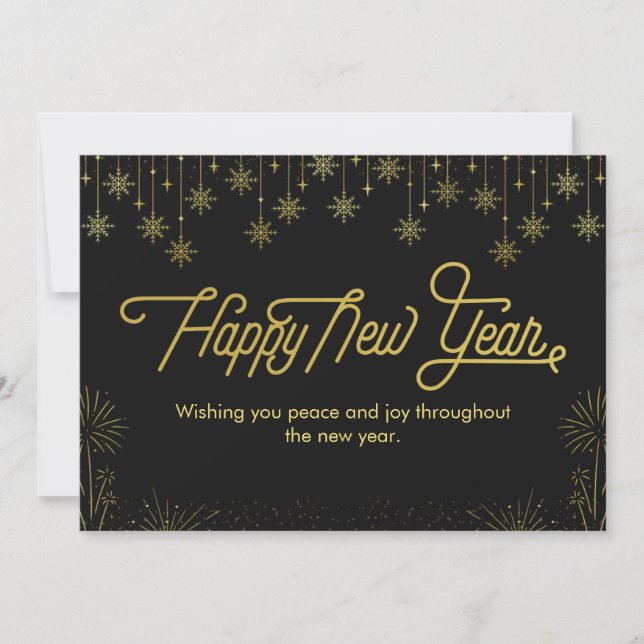 Personalized black and yellow Happy New Year Card (Front)