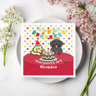 Personalized Black and Yellow Labradors Birthday Napkin