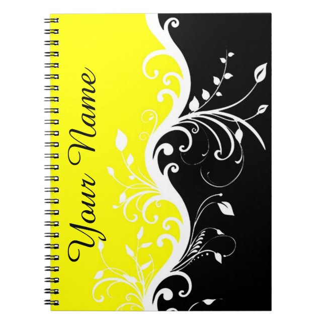 Personalized Black and Yellow Notebook (Front)