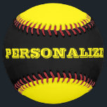 Personalized black and yellow softball gift<br><div class="desc">Personalized black and yellow softball gift. Custom sports gift with your name or quote. Fun Birthday or Holiday gift for kids,  friends,  family,  player,  fan,  coach etc. Choose your own colours.</div>