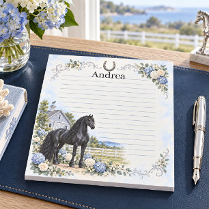 Personalized Black Andalusian Coastal Hydrangea Notepad