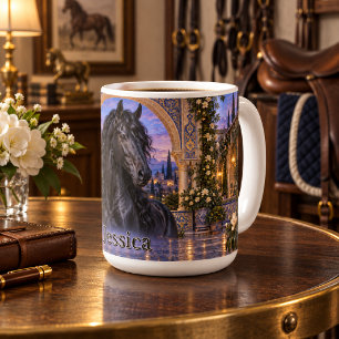 Personalized Black Andalusian Horse Sapphire  Coffee Mug