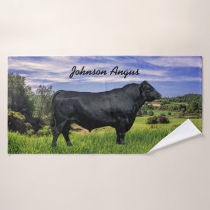 Personalized Black Angus Throw Blanket Bath Towel
