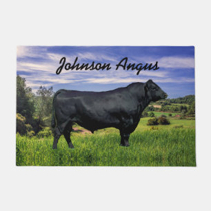 Personalized Black Angus Throw Blanket Doormat