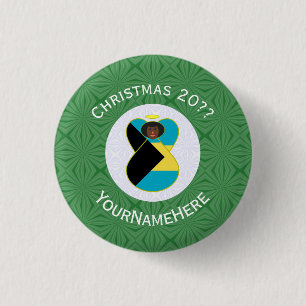 Personalized Black Bahamian Angel Hanukkah Flag 1 Inch Round Button
