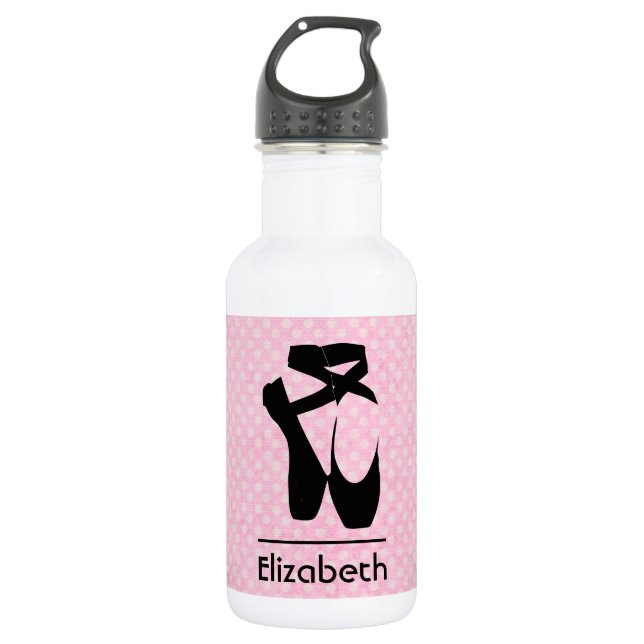 Personalized Black Ballet Shoes En Pointe 532 Ml Water Bottle (Front)