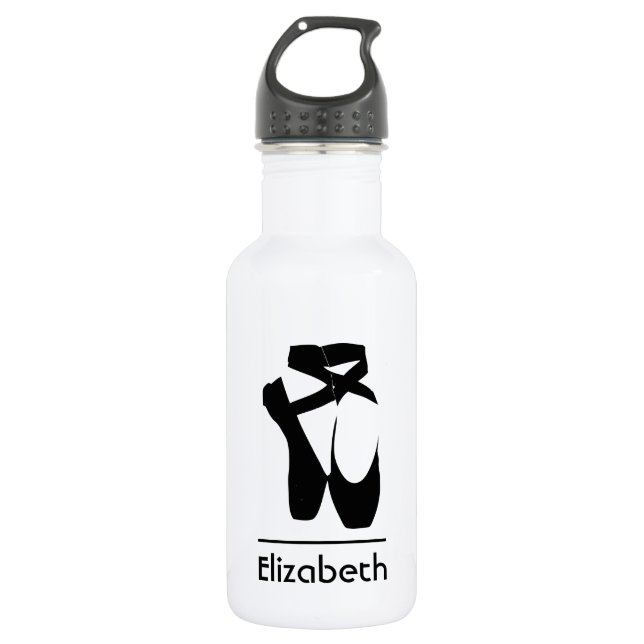 Personalized Black Ballet Shoes En Pointe 532 Ml Water Bottle (Front)