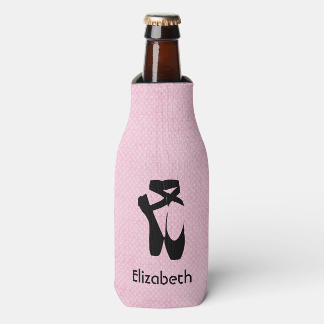 Personalized Black Ballet Shoes En Pointe Bottle Cooler (Bottle Front)