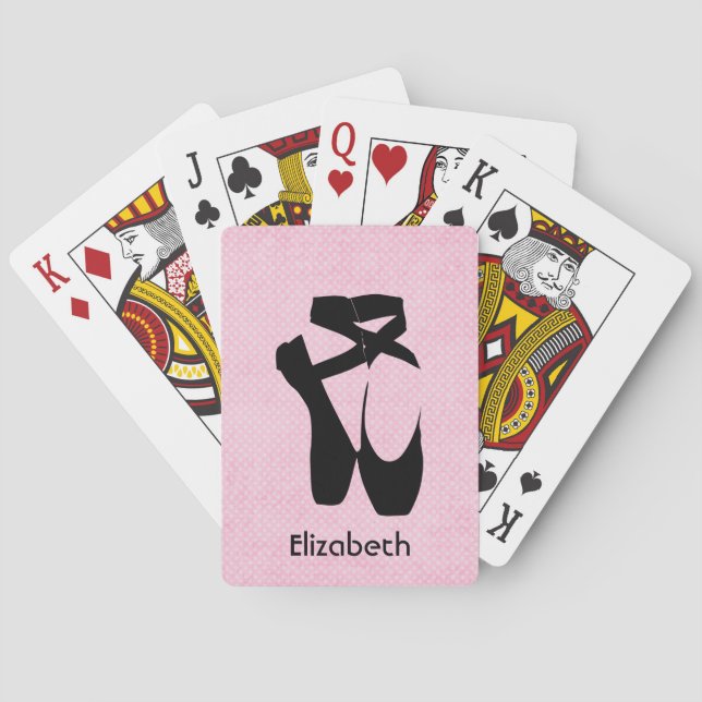 Personalized Black Ballet Shoes En Pointe Playing Cards (Back)