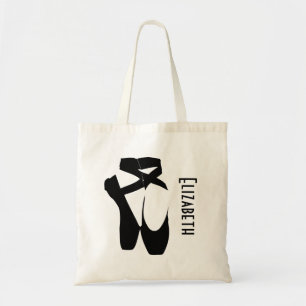 Personalized Black Ballet Shoes En Pointe Tote Bag