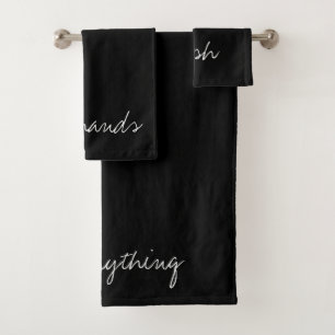Personalized Black Bath Towel Set