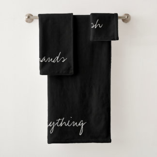 Personalized Black Bath Towel Set