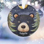 Personalized Black Bear Christmas Ornament<br><div class="desc">Celebrate the beauty of nature with this charming personalized black bear Christmas ornament. Featuring a majestic black bear against a festive backdrop, this ornament brings a touch of wilderness to your holiday decor. Perfect for outdoor enthusiasts or animal lovers, it can be customized with a name to make it a...</div>