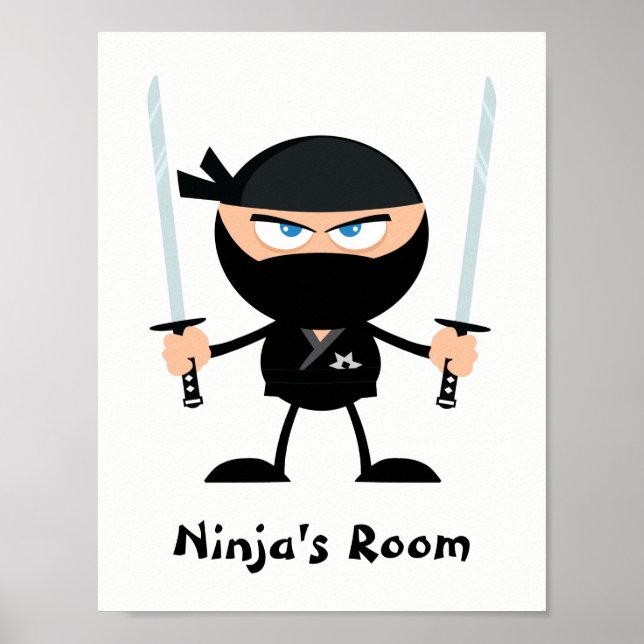 Personalized Black Belt Ninja Warrior Two Katana Poster (Front)
