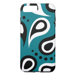Personalized Black Blue & White Paisley iPhone 8 Plus/7 Plus Case
