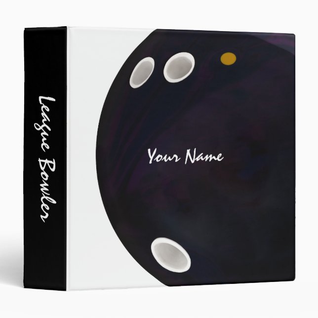 Personalized Black Bowling Ball Binder (Front/Spine)