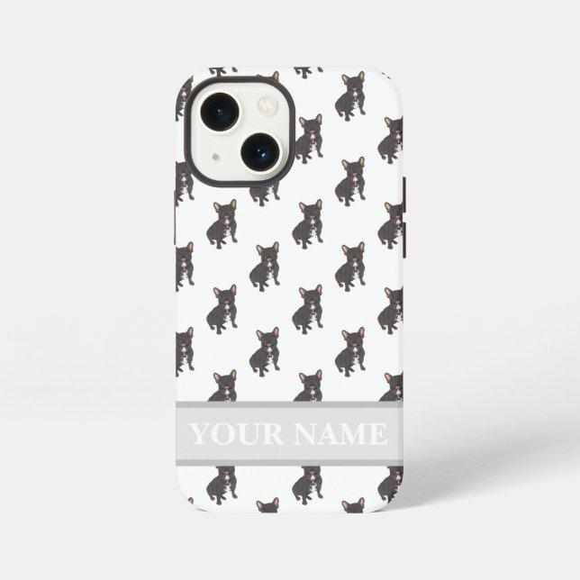 Personalized Black Brindle Frenchie Dog  iPhone Case (Back)