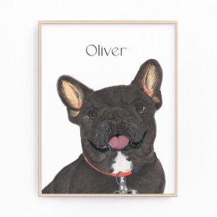 Personalized Black Brindle Frenchie French Bulldog Photo Print