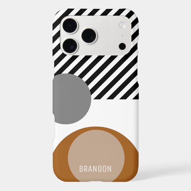 Personalized Black Brown Circles Art Pattern (Back)