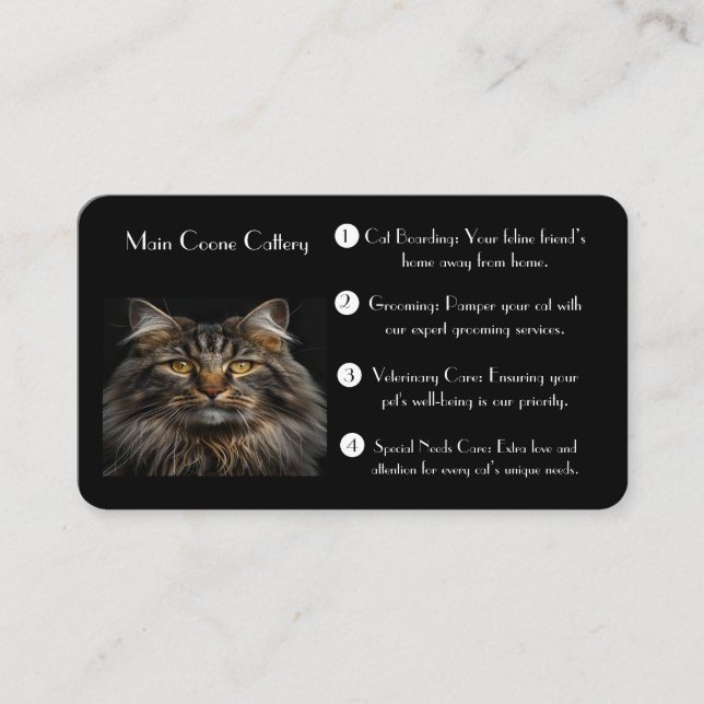 Personalized Black Business Card For Catteries (Front)