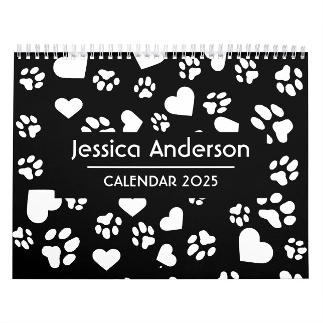 Personalized Black Calendar with Paw Prints  (Cover)