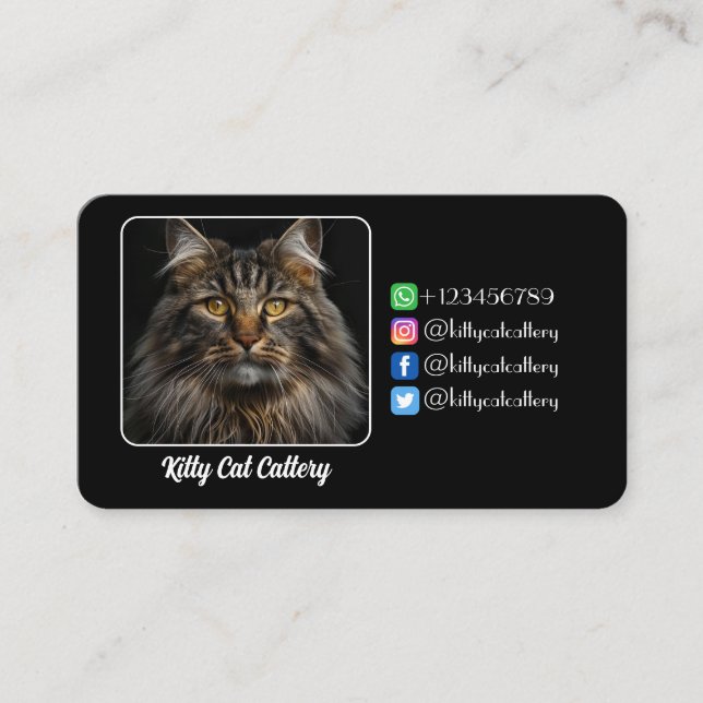Personalized Black Calling Card For Catteries (Front)