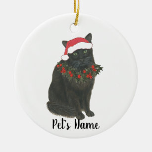 Personalized Black Cat Ceramic Ornament