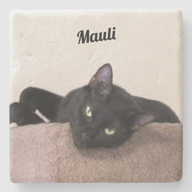 Personalized Black Cat Coaster (Front)
