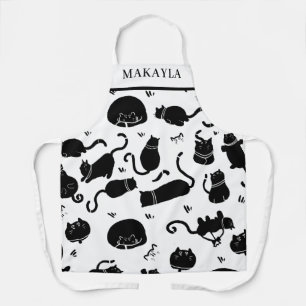 Personalized Black Cat Kitchen Apron