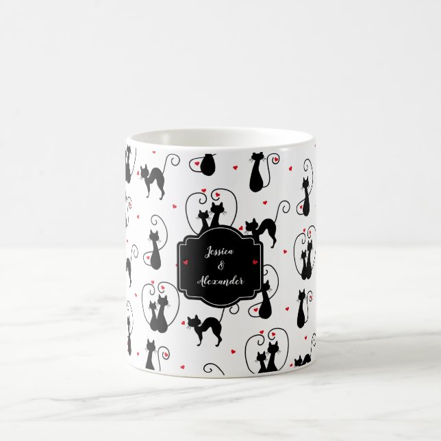 Personalized Black Cat Love  Coffee Mug (Center)