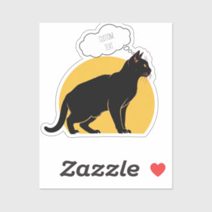  Personalized Black Cat & Moon Laptop Sticker