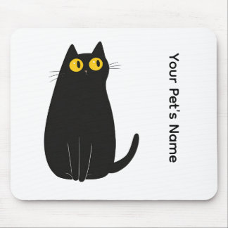 Personalized Black Cat Mouse Pad with Your PetName
