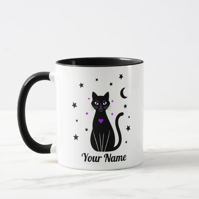 Personalized Black Cat mug (Gauche)