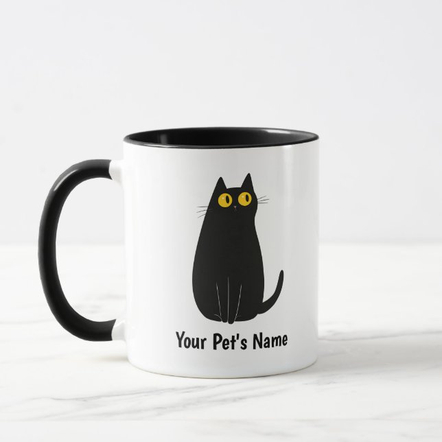 Personalized Black Cat Mug – Add Name, Cat Mom Gif (Left)