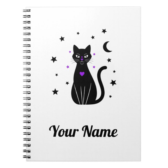 Personalized Black Cat Notebook (Front)
