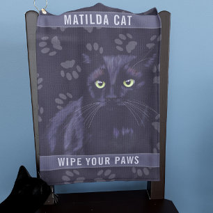 Personalized Black Cat Paw Print Custom Golf Towel