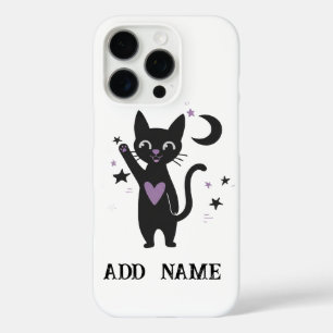 Personalized Black Cat Phone Case w/ Stars & Moon