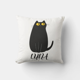 Personalized Black Cat Pillow with Name