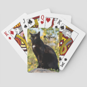 Personalized Black Cat Playing Cards