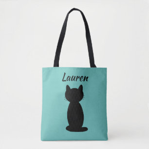 Personalized Black Cat Silhouette Tote Bag