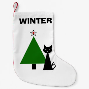 Personalized Black Cat Small Christmas Stocking