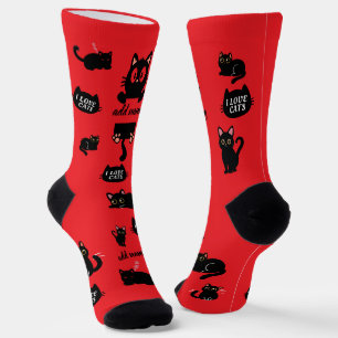 Personalized Black Cat Socks - Custom Cat Lover Gi