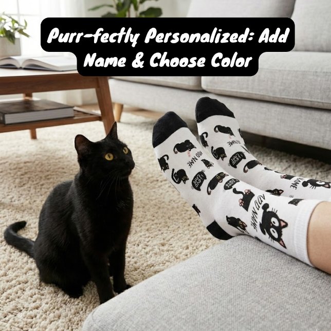 Personalized Black Cat Socks - Custom Cat Lover Gi (Black Cat Gift Socks, The Best Gift For Black Cat Lovers, For christmas or birthday .)