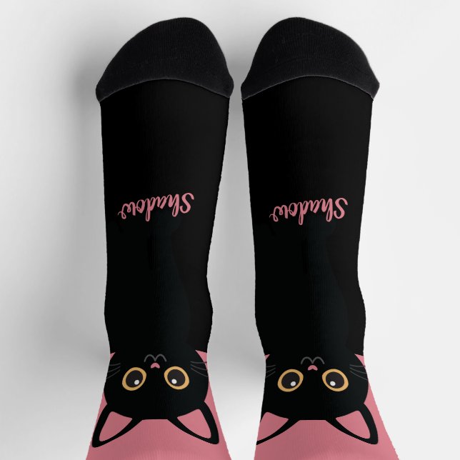 Personalized Black Cat Socks - Gift For Cat lovers (Top)