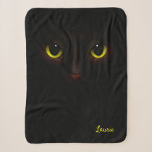 Personalized Black Cat Throw, Cat Lover Gift