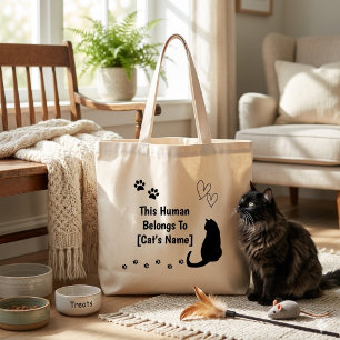 Personalized Black Cat Tote Bag