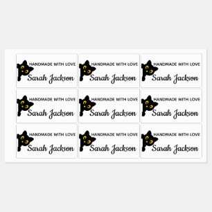 Personalized Black Cat with yellow eyes