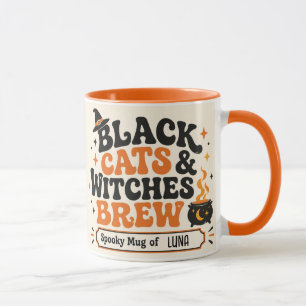 Personalized Black Cats & Witches Brew Halloween Mug