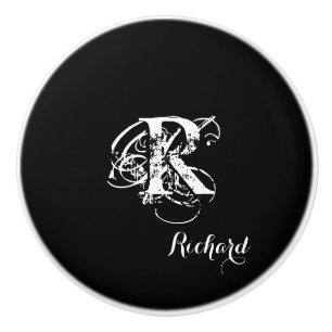 Personalized Black Ceramic Knob