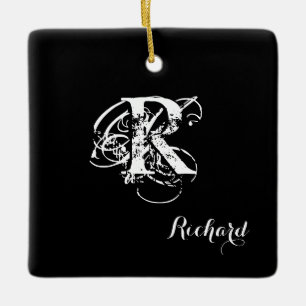 Personalized Black Ceramic Ornament